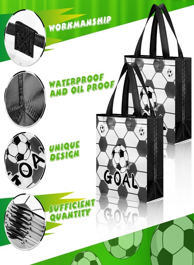 SilTriangle 48 Pcs Soccer Party Favor Bags Soccer Treat Bags Reusable Gift Handbag with Handle Sports Ball Theme Goodie Candy Snack Handbag Birthday Party Favors(Cute Style) - Image 3