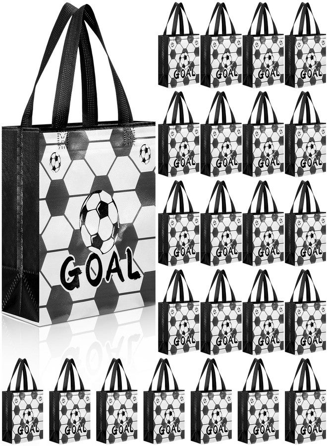 SilTriangle 48 Pcs Soccer Party Favor Bags Soccer Treat Bags Reusable Gift Handbag with Handle Sports Ball Theme Goodie Candy Snack Handbag Birthday Party Favors(Cute Style) - Image 1