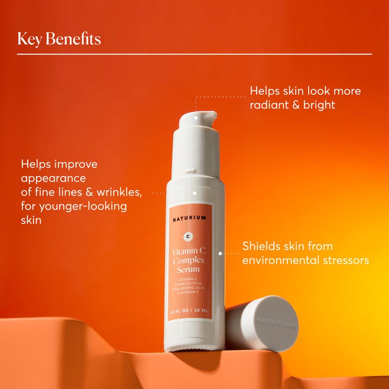 NATURIUM مصل الوجه Naturium Vitamin C Complex، علاج مضاد للشيخوخة للوجه مع حمض الهيالورونيك وفيتامين E، 1 أونصة - Image 5