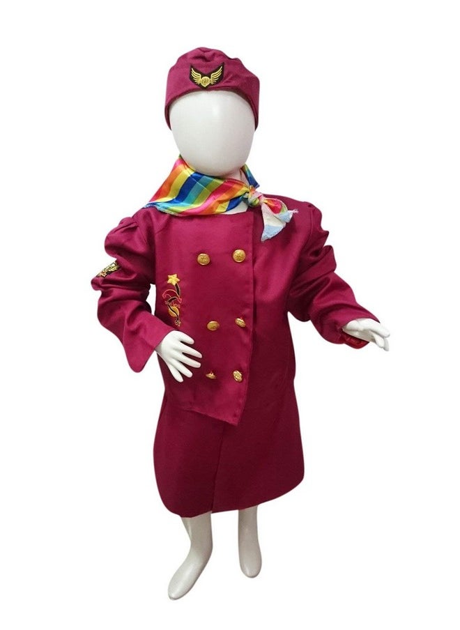 بوك ماي كوستيوم زي تنكري لمضيفة طيران دولية من BookMyCostume للبنات - مستورد من عمر 5 إلى 6 سنوات  - Image 1