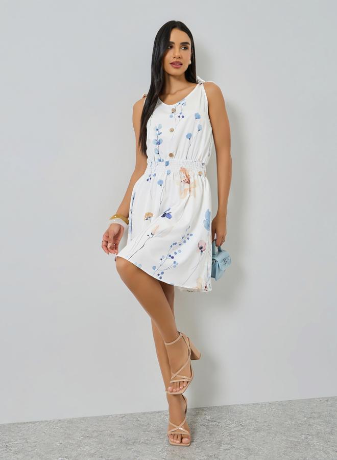 Take Two White Floral Print Strappy Mini Dress - Image 3