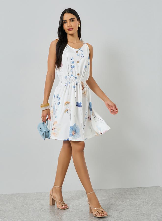 Take Two White Floral Print Strappy Mini Dress - Image 1