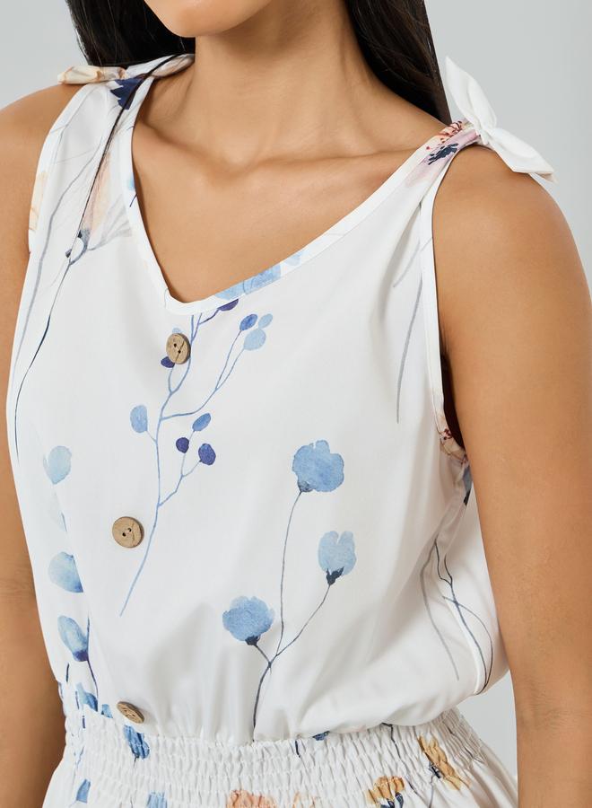 Take Two White Floral Print Strappy Mini Dress - Image 4