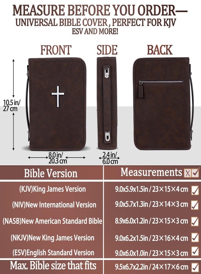 HFLZBRO Vegan Leather Bible Cover Case, Bible Bag with Phone Pocket, Bible Case for Men Women, Christian Gift Box Packaging (Brown) - Image 3