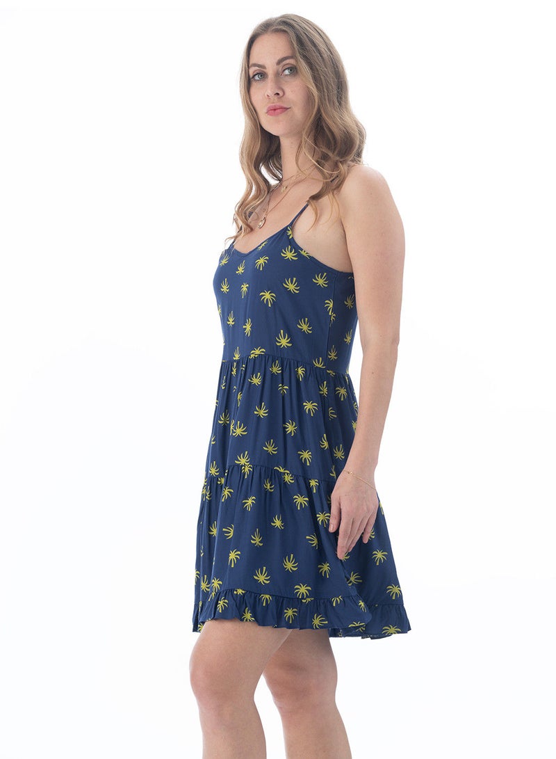 Lacy Dreams Printed Slip Beach Dress Navy - Image 2