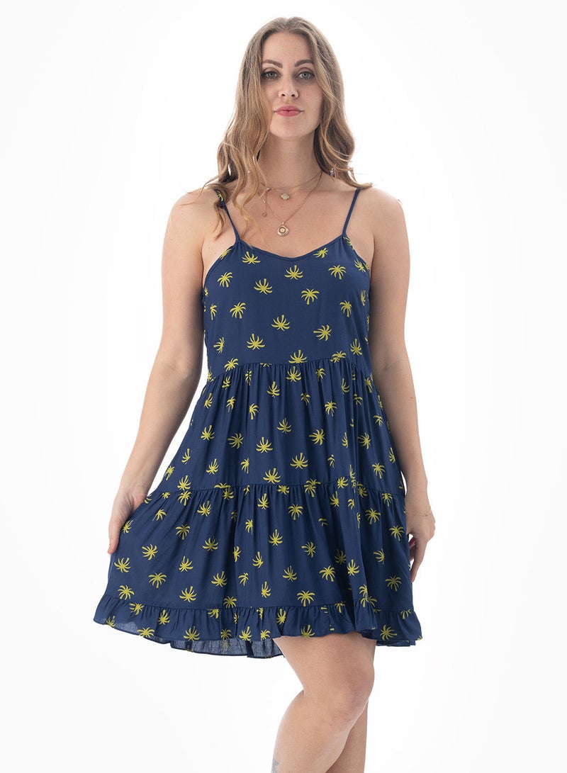 Lacy Dreams Printed Slip Beach Dress Navy - Image 1