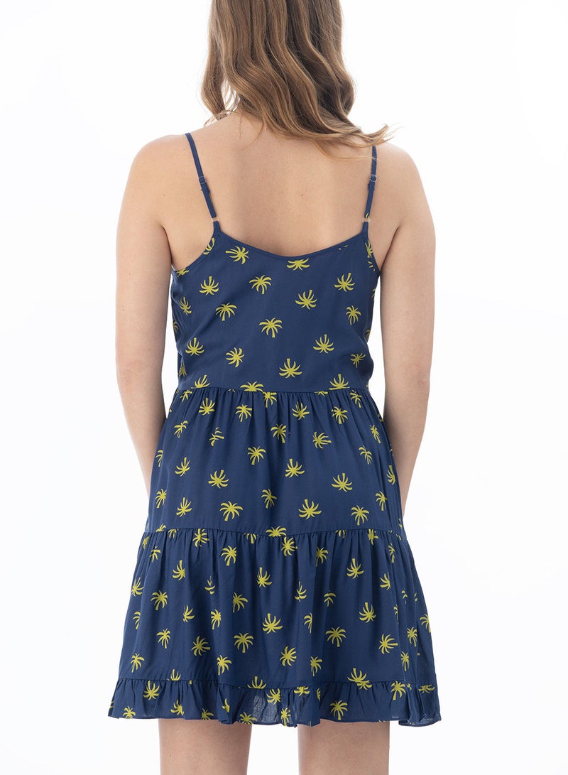Lacy Dreams Printed Slip Beach Dress Navy - Image 3