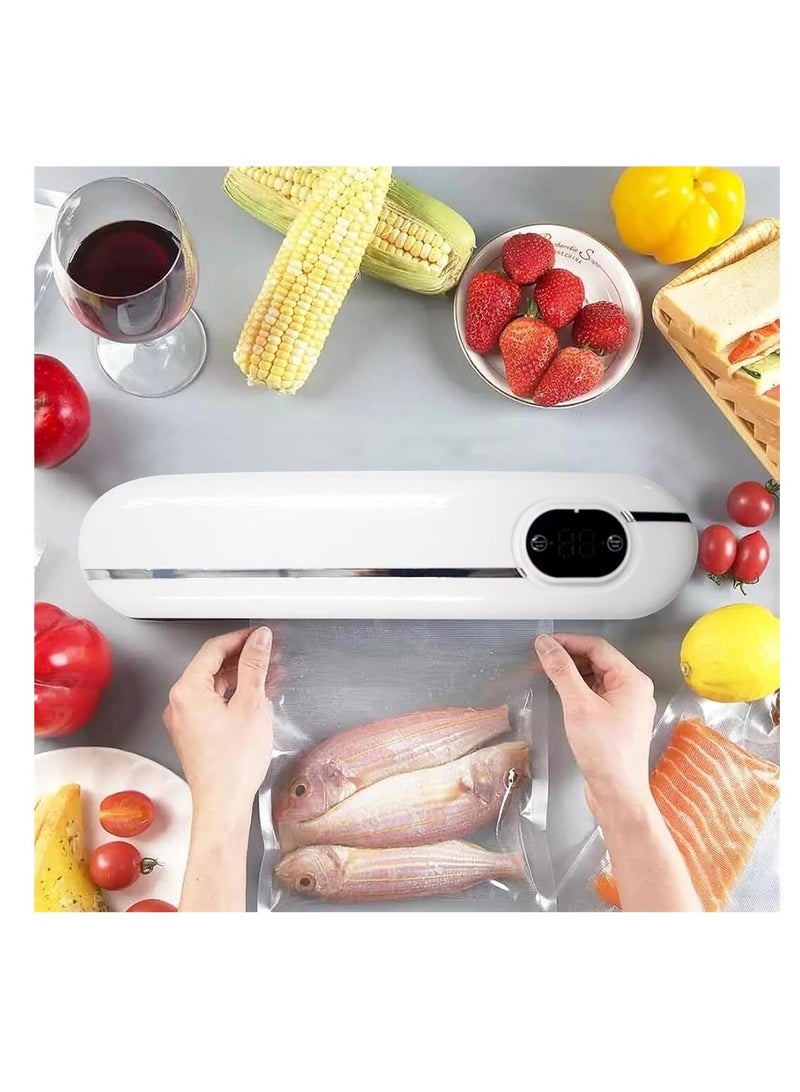 SYOSI Vacuum Food Sealer, Food Packaging Machine 62 KPa Suction Power, Dry/Wet Mode, Automatic Sealing, White, with 10 vacuum sealer bags - Image 5