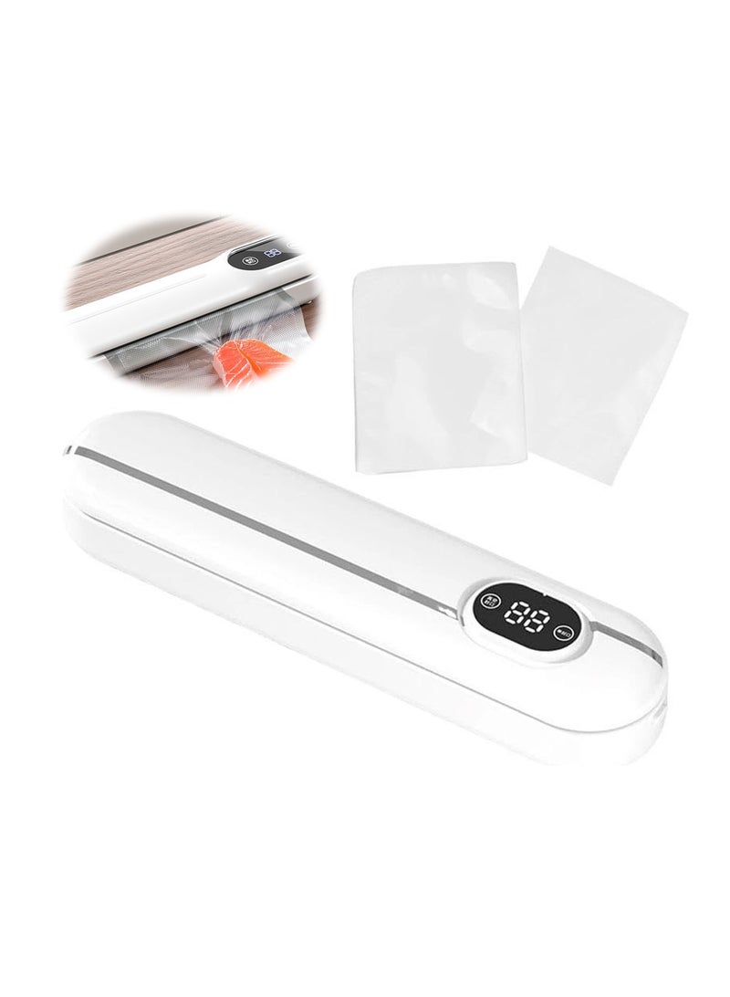 SYOSI Vacuum Food Sealer, Food Packaging Machine 62 KPa Suction Power, Dry/Wet Mode, Automatic Sealing, White, with 10 vacuum sealer bags - Image 1