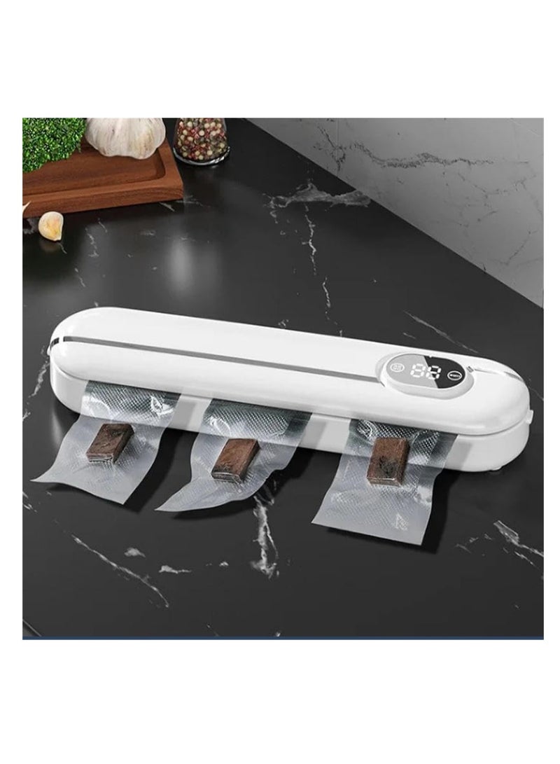 SYOSI Vacuum Food Sealer, Food Packaging Machine 62 KPa Suction Power, Dry/Wet Mode, Automatic Sealing, White, with 10 vacuum sealer bags - Image 4