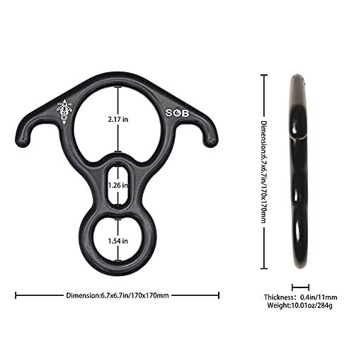 SOB Rescue Figure 8 Descender Belaying 40KN Bent Ear Belay Device Rock Climbing Rappelling Gear Aluminum Magnesium Alloy - Image 2