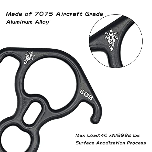 SOB Rescue Figure 8 Descender Belaying 40KN Bent Ear Belay Device Rock Climbing Rappelling Gear Aluminum Magnesium Alloy - Image 3