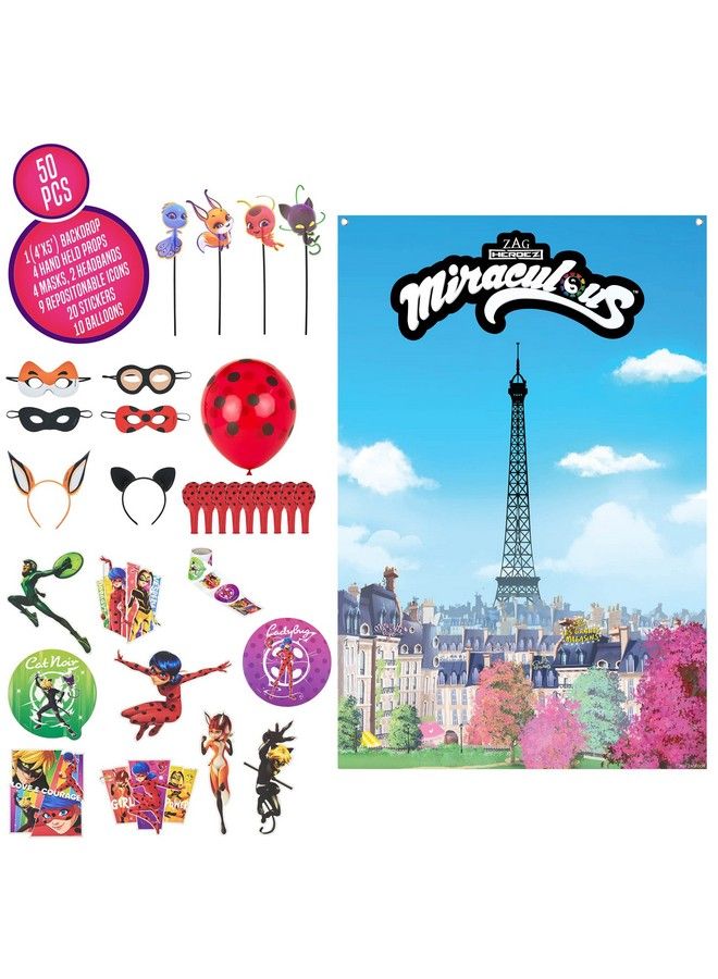 Miraculous صندوق حفلات ميجا بارتي باك من 50 قطعة من Allinone من أجل Zag Heroez تحت عنوان حفلة عيد الميلاد وحفلة الخنفساء في صندوق مجموعة أدوات الاحتفال بخلفية ودعائم الحفلات لحفلات أعياد ميلاد الأطفال - Image 5