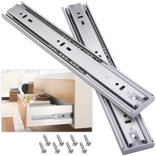VAGUDE Soft Close Stainless Steel Drawer Slides 1 Pair Full Extension 10 12 14 16 18 20 22 24 inch Side Mount Dresser Cabinet Replacement Ball Bearing Rails Runner 100LB (Stainless soft close 20 Inch) - Image 1