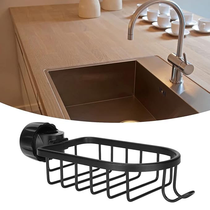 MAPPLE CREATION Bathroom Non-Punching Storage Rack, Space Rust-Proof Bathroom Waterproof Storage Rack for Placing Shampoo, Shower Gel, Kitchen Storage Shelves, Storage Shelves (Black) - Image 1