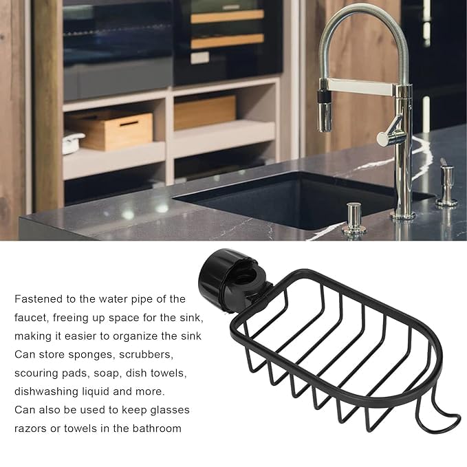 MAPPLE CREATION Bathroom Non-Punching Storage Rack, Space Rust-Proof Bathroom Waterproof Storage Rack for Placing Shampoo, Shower Gel, Kitchen Storage Shelves, Storage Shelves (Black) - Image 3