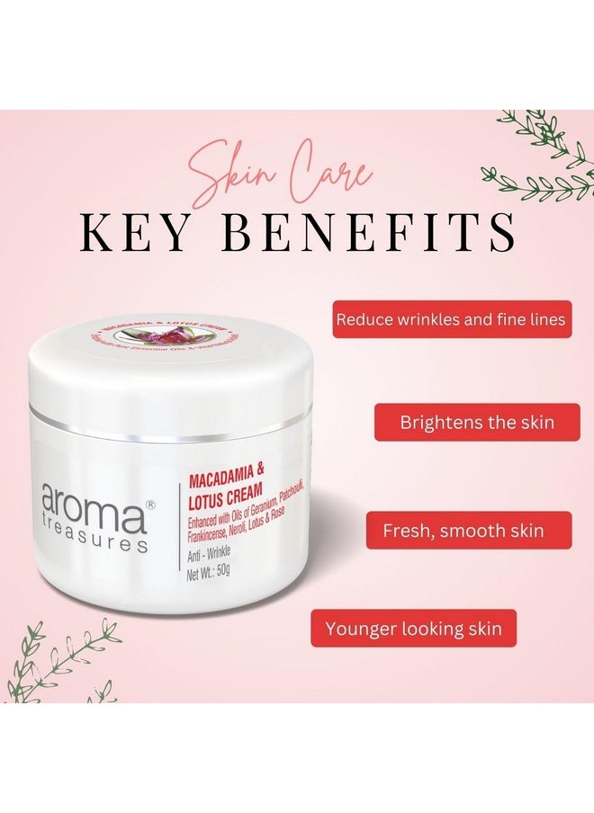 Aroma Treasures Macadamia & Lotus Cream (Anti Wrinkle) For Mature Skin - 50 Gm  - Image 2