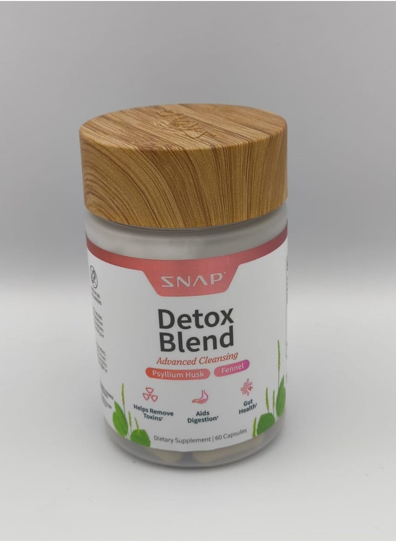 SNAP SUPPLEMENTS - Detox Advanced Cleansing Psyllium husk,Fennel Helps remove toxins,Aids Digestion Gut Health Dietary Supplement - 60 Capsules - Image 1