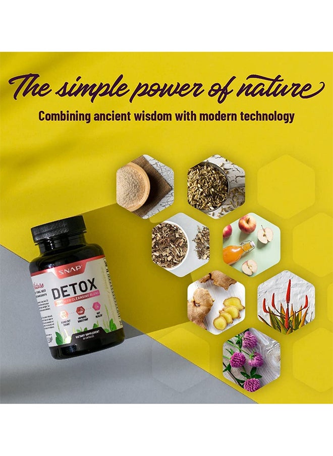 SNAP SUPPLEMENTS - Detox Advanced Cleansing Psyllium husk,Fennel Helps remove toxins,Aids Digestion Gut Health Dietary Supplement - 60 Capsules - Image 1