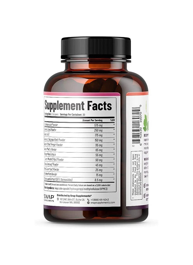 SNAP SUPPLEMENTS - Detox Advanced Cleansing Psyllium husk,Fennel Helps remove toxins,Aids Digestion Gut Health Dietary Supplement - 60 Capsules - Image 1