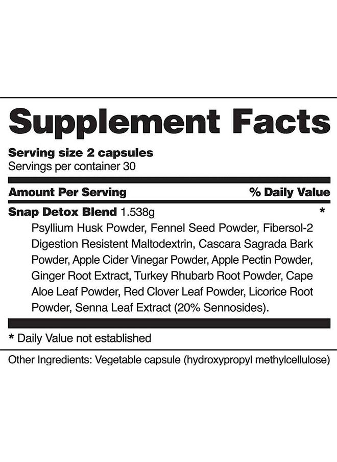 SNAP SUPPLEMENTS - Detox Advanced Cleansing Psyllium husk,Fennel Helps remove toxins,Aids Digestion Gut Health Dietary Supplement - 60 Capsules - Image 1