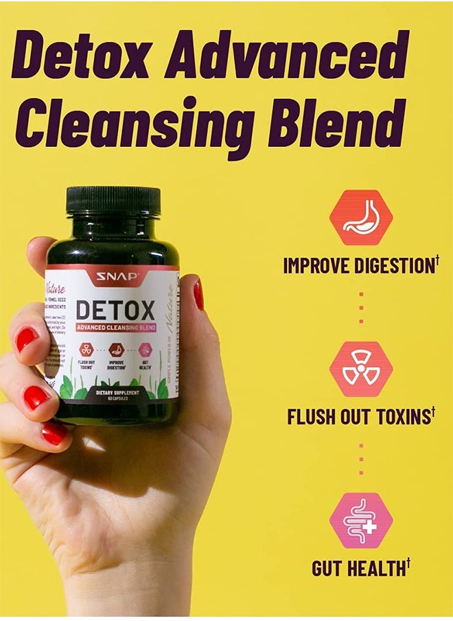 SNAP SUPPLEMENTS - Detox Advanced Cleansing Psyllium husk,Fennel Helps remove toxins,Aids Digestion Gut Health Dietary Supplement - 60 Capsules - Image 1
