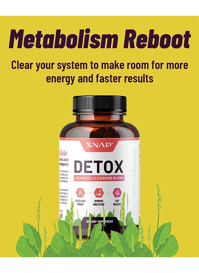 SNAP SUPPLEMENTS - Detox Advanced Cleansing Psyllium husk,Fennel Helps remove toxins,Aids Digestion Gut Health Dietary Supplement - 60 Capsules - Image 1