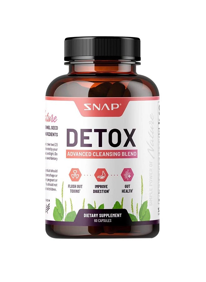 SNAP SUPPLEMENTS Detox Advanced Cleansing Psyllium husk,Fennel Helps remove toxins,Aids Digestion Gut Health Dietary Supplement - 60 Capsules  - Image 2