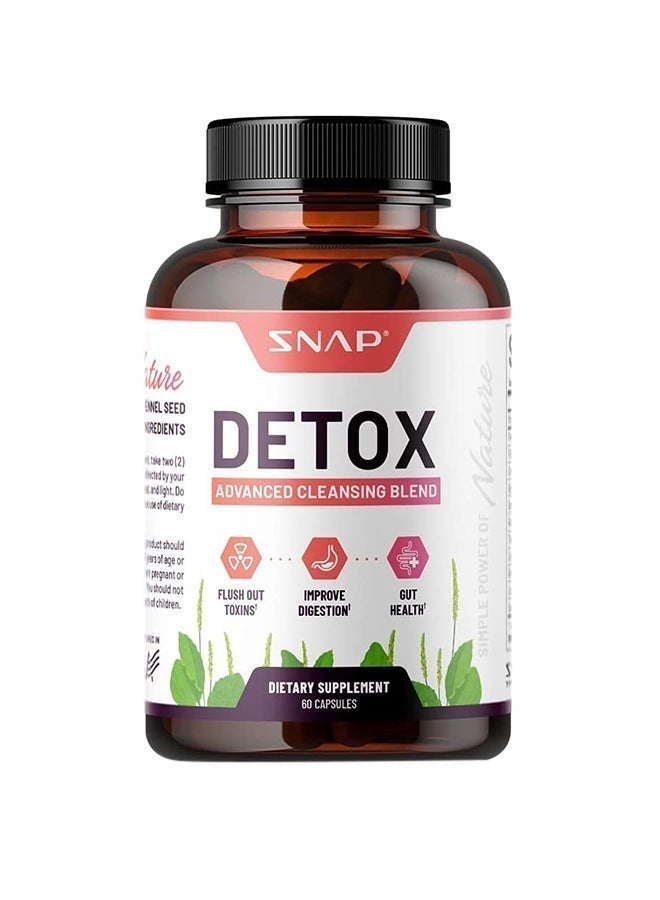 SNAP SUPPLEMENTS Detox Blend Advanced Cleansing Psyllium Husk Fennel, Helps Remove Toxins Aids Digestion¹, Gut Health², Dietary Supplement, 60 Capsules - Image 2