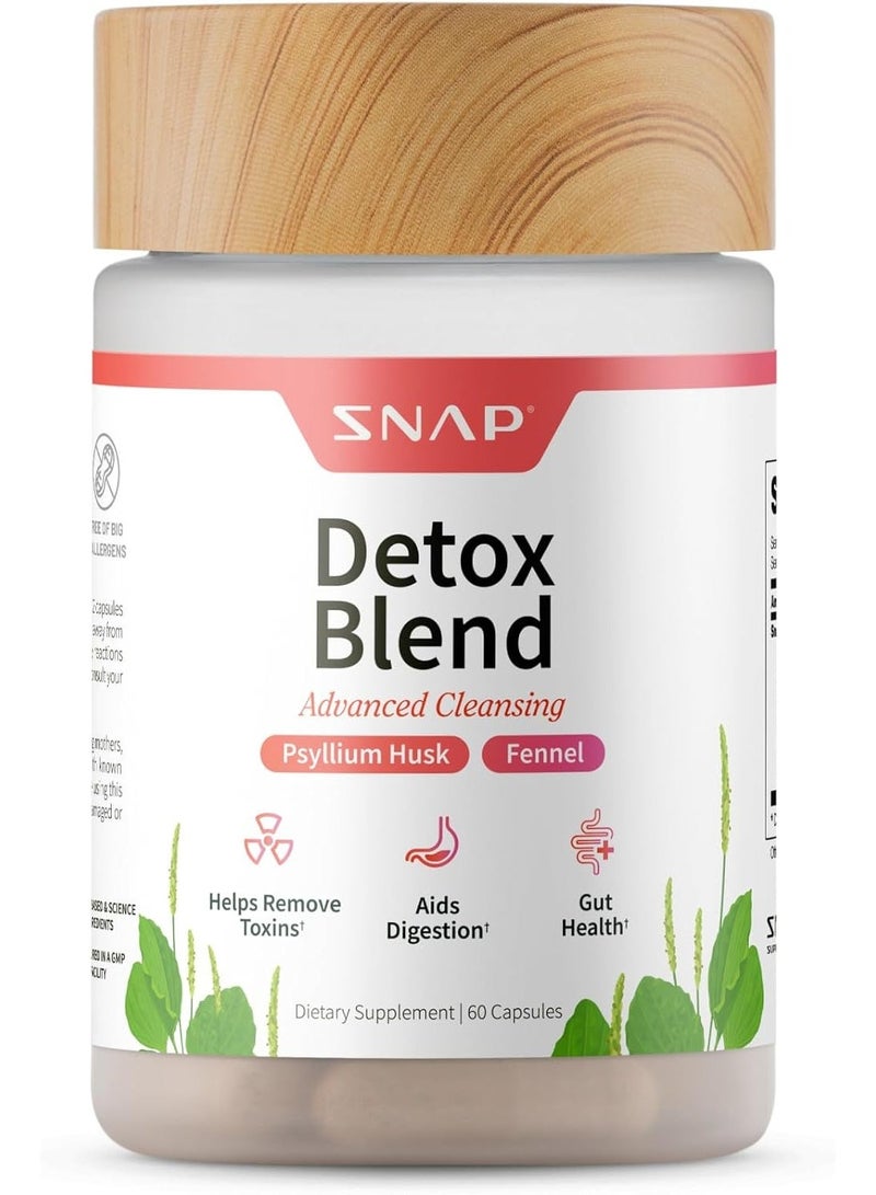SNAP SUPPLEMENTS Detox Blend Advanced Cleansing Psyllium Husk Fennel, Helps Remove Toxins Aids Digestion¹, Gut Health², Dietary Supplement, 60 Capsules - Image 1
