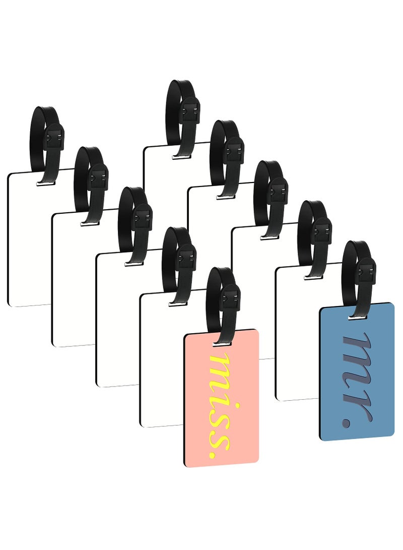 SYOSI Sublimation Blank Luggage Tags, White Travel Bag Baggage Tags with Strap Double Sided MDF Suitcase Label Tag Slots - Image 1