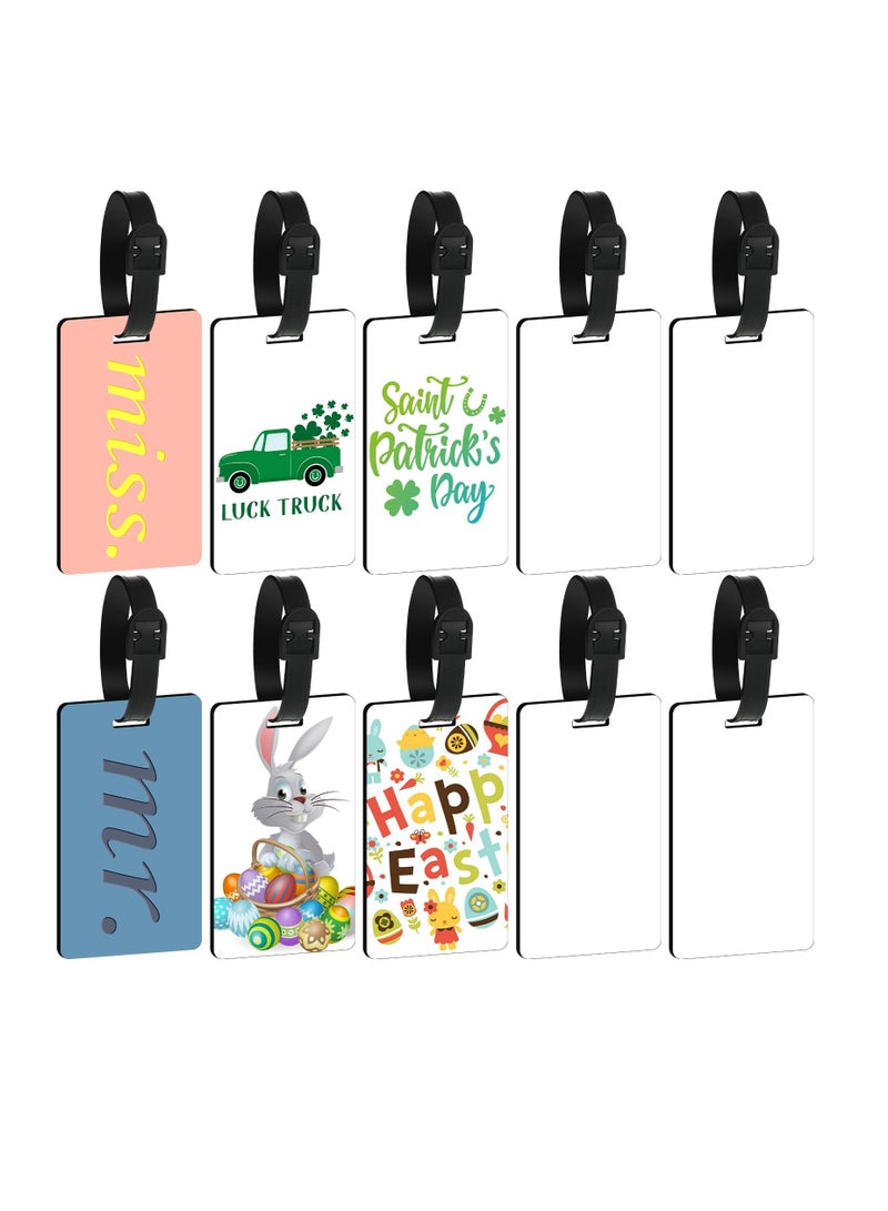 SYOSI Sublimation Blank Luggage Tags, White Travel Bag Baggage Tags with Strap Double Sided MDF Suitcase Label Tag Slots - Image 4