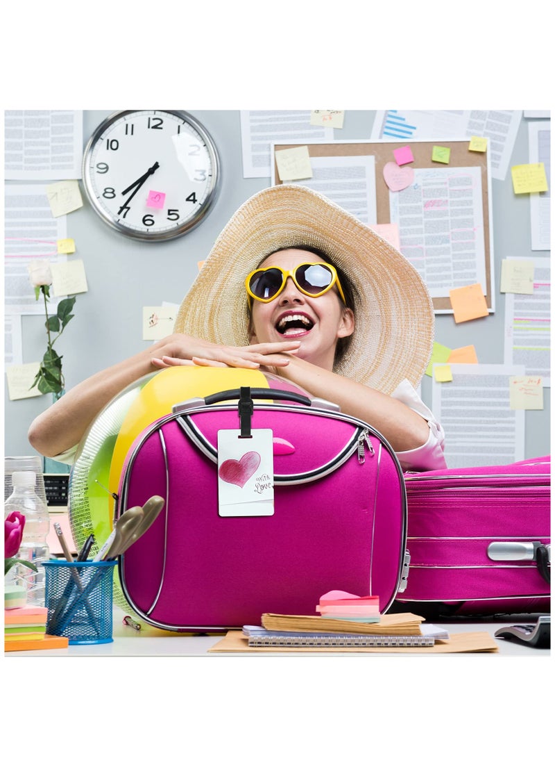 SYOSI Sublimation Blank Luggage Tags, White Travel Bag Baggage Tags with Strap Double Sided MDF Suitcase Label Tag Slots - Image 2