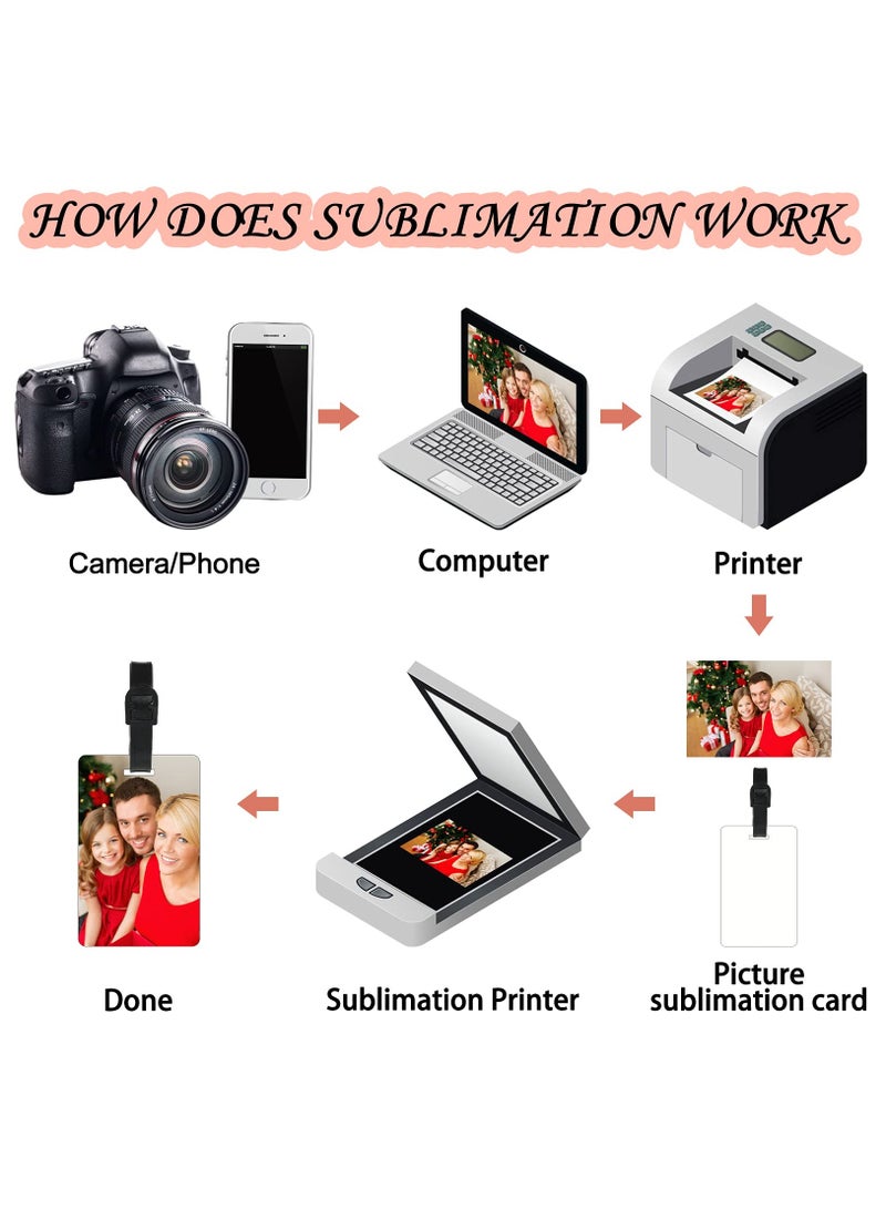 SYOSI Sublimation Blank Luggage Tags, White Travel Bag Baggage Tags with Strap Double Sided MDF Suitcase Label Tag Slots - Image 5