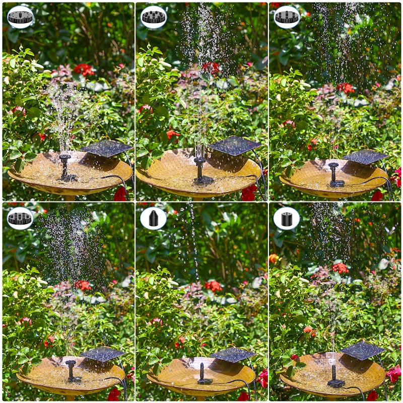 AISITIN DIY Solar Water Pump Kit for Water Feature Outdoor, Solar Powered Water Fountain Pump with 6 Nozzles for Bird Bath, Ponds, Garden, Fish Tank - Image 2