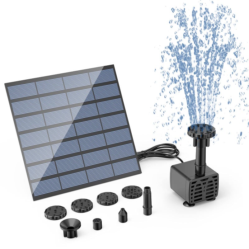 AISITIN DIY Solar Water Pump Kit for Water Feature Outdoor, Solar Powered Water Fountain Pump with 6 Nozzles for Bird Bath, Ponds, Garden, Fish Tank - Image 1