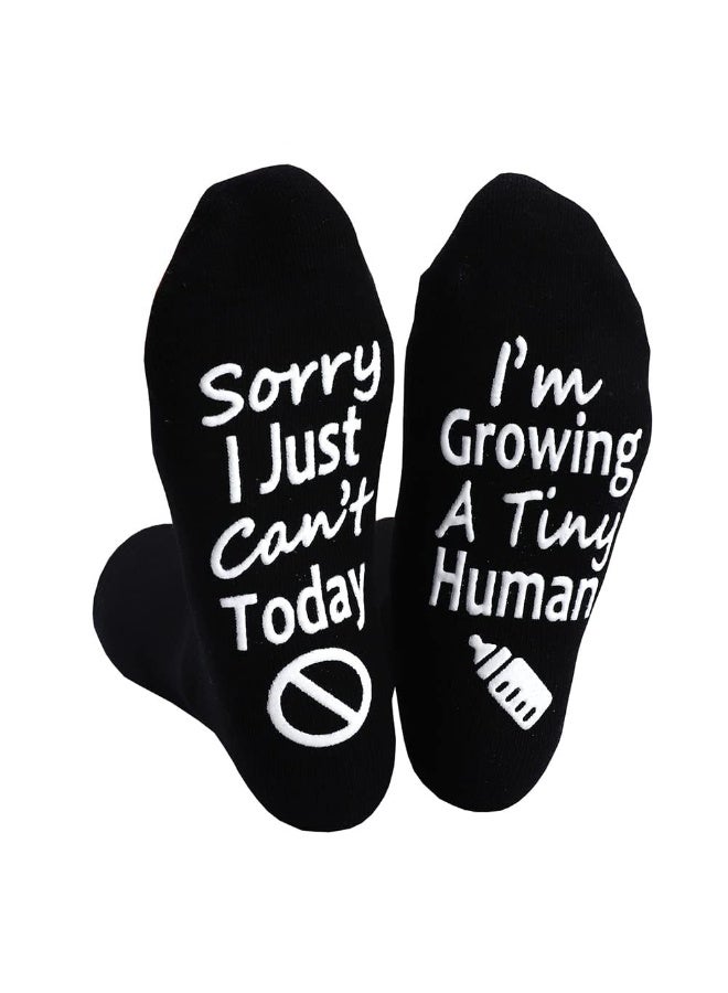 Pregnancy Gift for New Moms - Cozy Bamboo Socks with "Growing A Tiny Human" Design, Non-Slip Grips & Breathable Fabric - Image 2