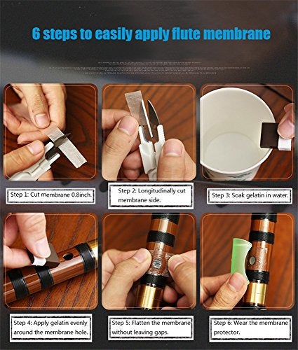 PHYSKOW C Key Dizi Bitter Bamboo Flute for Beginners with Free Membrane & Glue & Protector Set Traditional Chinese Instrument（Key of C/Bitter Bamboo） - Image 5