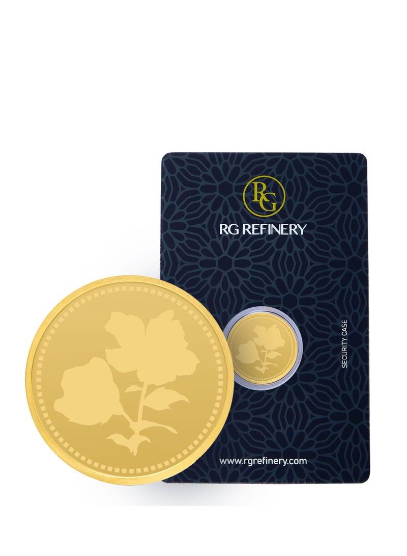 RG REFINERY Rafmoh Bullion 2 Gram 24k Gold Coin with Rose Design - 2 Grams Gold Coin 24KT 999.9 Purity - Image 1