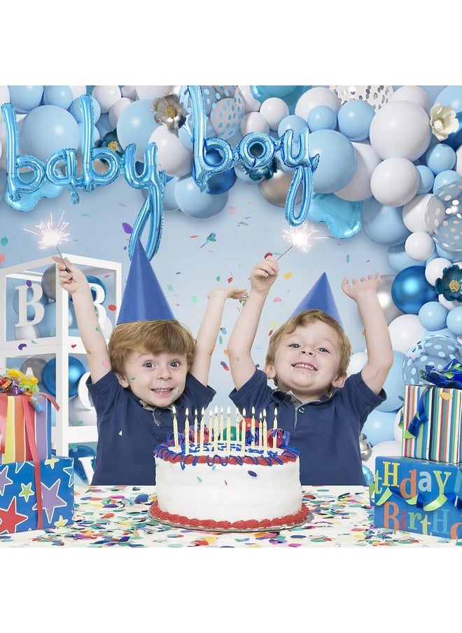 Amandir 137Pcs Baby Blue Balloons Baby Shower Decorations For Boy With Baby Boxes, White Blue Balloon Arch Kit Baby Boxes With Letter (A-Z+Baby+Boy) For Boy 1St Birthday Gender Reveal Party Supplies  - Image 5