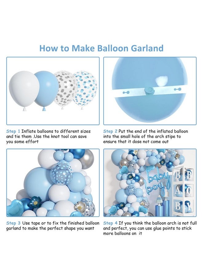 Amandir 137Pcs Baby Blue Balloons Baby Shower Decorations For Boy With Baby Boxes, White Blue Balloon Arch Kit Baby Boxes With Letter (A-Z+Baby+Boy) For Boy 1St Birthday Gender Reveal Party Supplies  - Image 4