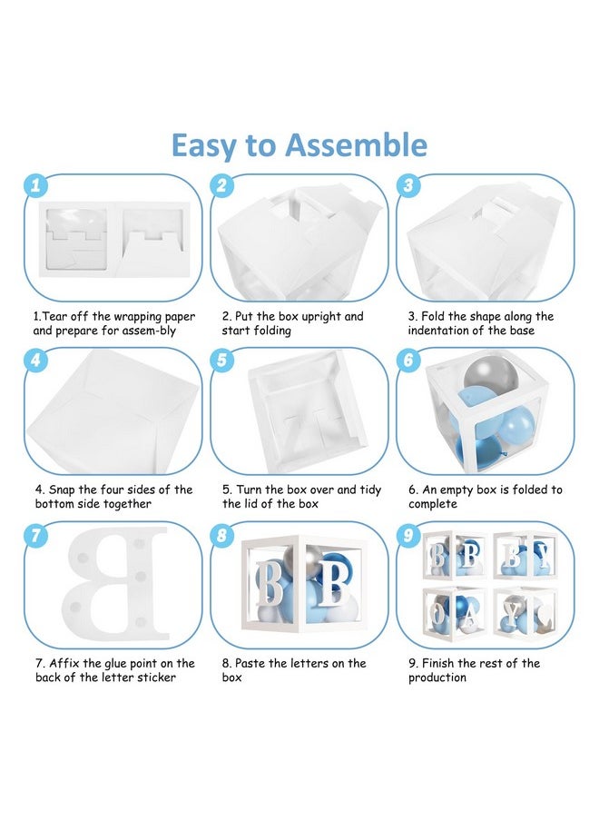 Amandir 137Pcs Baby Blue Balloons Baby Shower Decorations For Boy With Baby Boxes, White Blue Balloon Arch Kit Baby Boxes With Letter (A-Z+Baby+Boy) For Boy 1St Birthday Gender Reveal Party Supplies  - Image 3