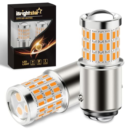 iBrightstar 1157 LED Bulb Amber BAY15D 2057 2357 7528 LED Turn Signal Bulbs Super Bright for Vehicle Blinker Lights and Turn Signal Lights 2 Pack