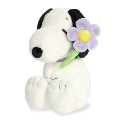 Aurora Adorable Peanuts Snoopy Stuffed Animal Officially Licensed Toys For All Snoopy Fans Seasonal Plush For The Spring Season Purple Flower 9 Inches - Image 1