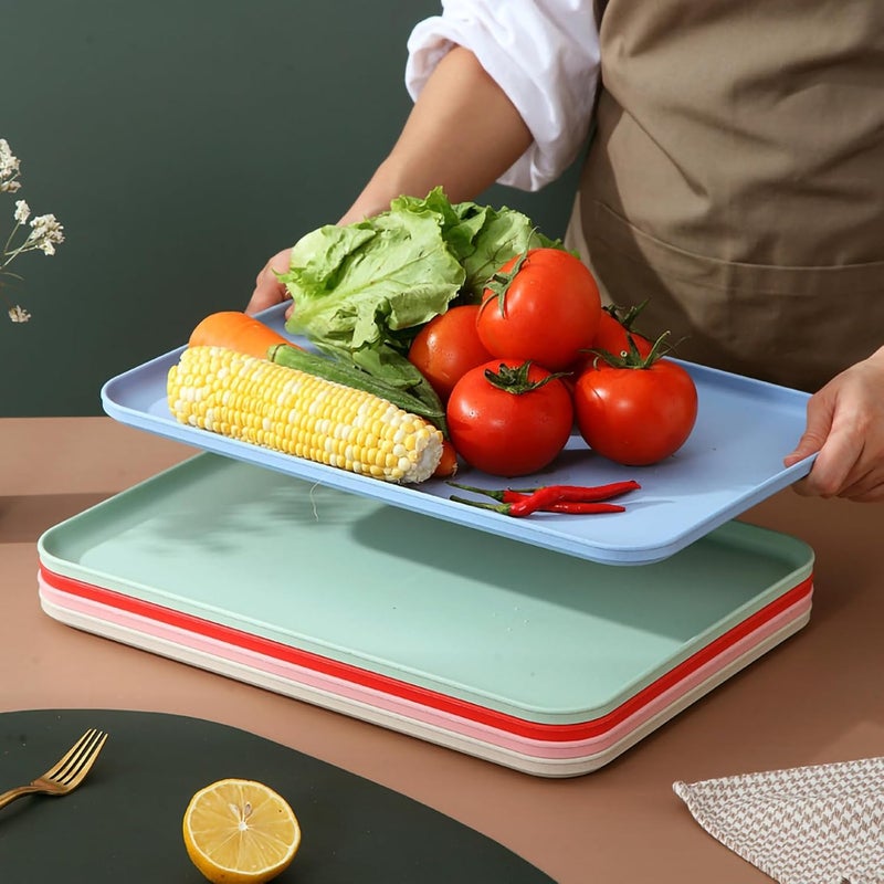 Vortipu 31CM Rectangular Serving Tray - BPA-Free, Reusable Wheat Straw Platter for Snacks, Food, Cookies & Party Serving (Multicolour, Pack of 2) - Image 5