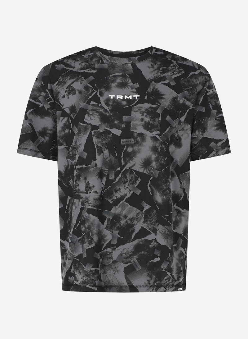 Termit Men's T-shirt, Black/Gray, 100% Cotton, Relaxed Fit, Breathable Fabric, Ideal for Skateboarding, Outdoor Activities & Summer Wear - Image 1