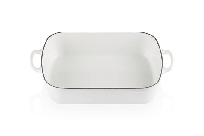 ENAMELED CAST IRON SIGNATURE RECTANGULAR ROASTER 525 QT 117 X 168 WHITE