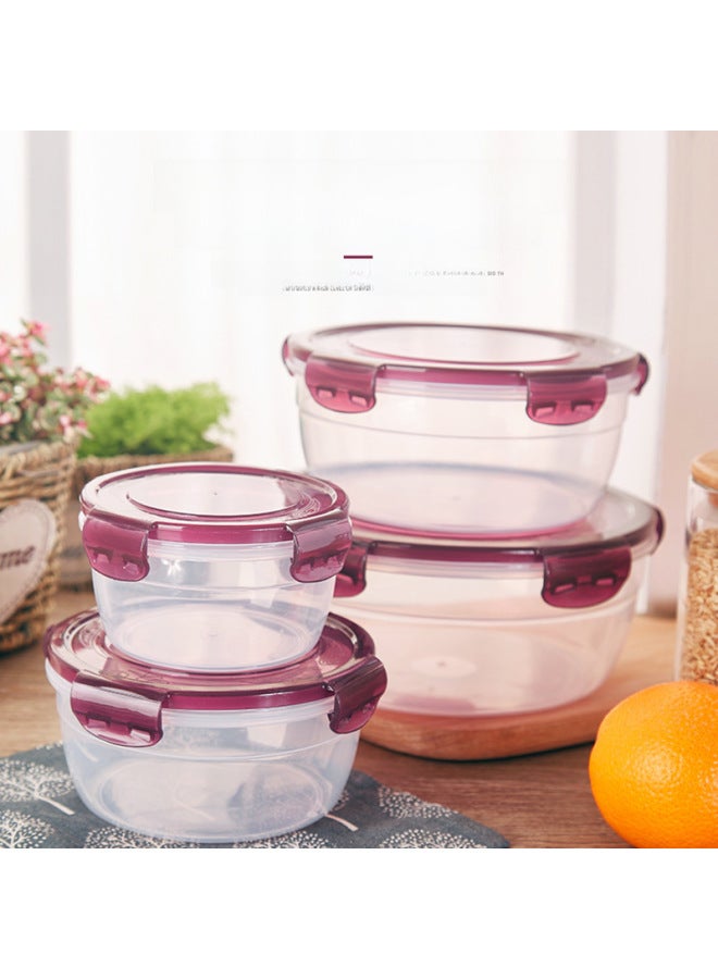 Round Crisper Plastic Microwave Oven Sealed Box Heating With Lid Fruit Bento Lunch Box Special Refrigerator Food Box-Specifications:Large-1300ml Red (2332)  - Image 3