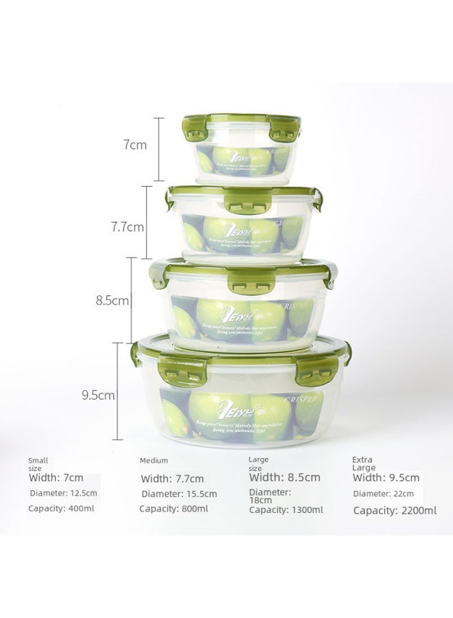 Round Crisper Plastic Microwave Oven Sealed Box Heating With Lid Fruit Bento Lunch Box Special Refrigerator Food Box-Specifications:Large-1300ml Red (2332)  - Image 4