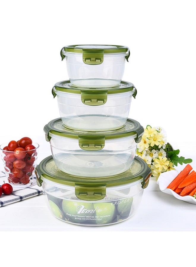 Round Crisper Plastic Microwave Oven Sealed Box Heating With Lid Fruit Bento Lunch Box Special Refrigerator Food Box-Specifications:Large-1300ml Red (2332)  - Image 1